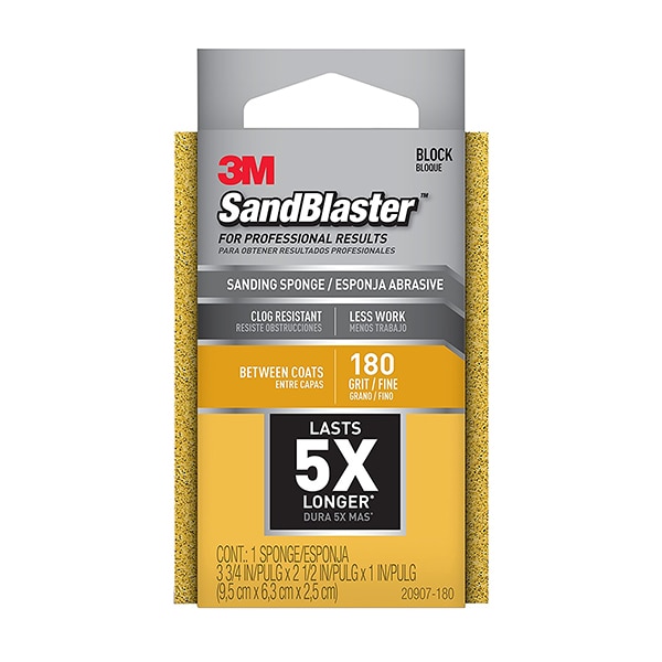 Esponja de lijado SandBlaster de 3M 3-3/4" x 2-1/2" x 1", grano 180 - 20907-180