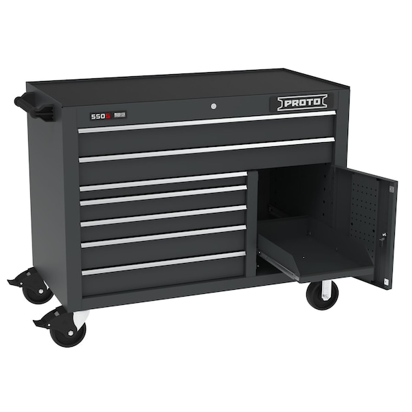 Proto 550 Series Rolling Tool Cabinet, 7 Drawer, Dual Black, Steel, 50 in W x 25-1/4 in D x 41 in H - J555041B-7DB-1S
