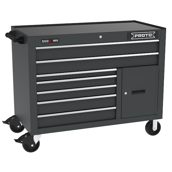 Proto 550 Series Rolling Tool Cabinet, 7 Drawer, Dual Black, Steel, 50 in W x 25-1/4 in D x 41 in H - J555041B-7DB-1S