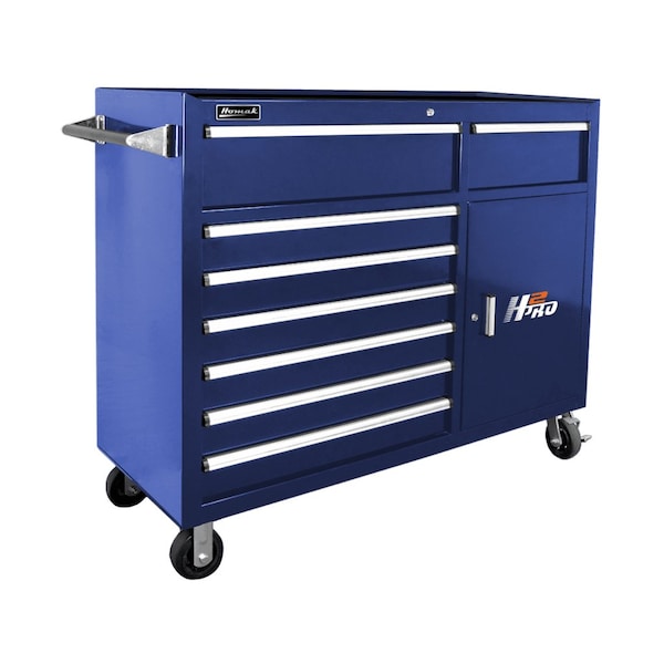 Homak 56in H2Pro  8 Drawer w/ 2 Drawer Comp Roller - Blue - BL04056082