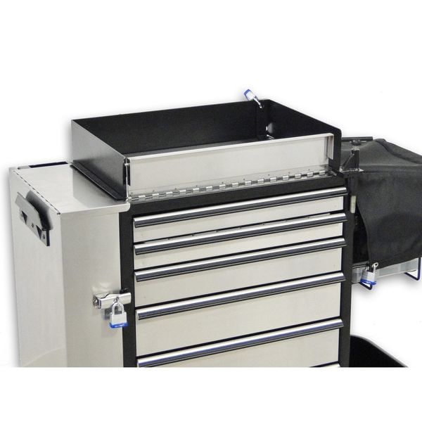 Flexcart FC-100 Tool Utility Cart, 7 Drawer, Black, Stainless Steel, 14-1/4 in W x 37-1/2 in D x 45 in H - FC100-ECSS-NT