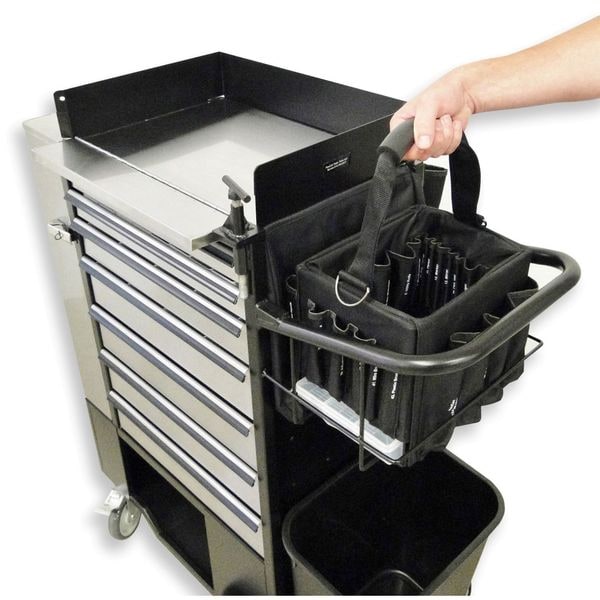 Flexcart FC-100 Tool Utility Cart, 7 Drawer, Black, Stainless Steel, 14-1/4 in W x 37-1/2 in D x 45 in H - FC100-ECSS-NT