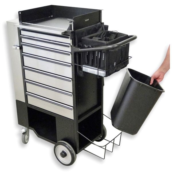 Flexcart FC-100 Tool Utility Cart, 7 Drawer, Black, Stainless Steel, 14-1/4 in W x 37-1/2 in D x 45 in H - FC100-ECSS-NT