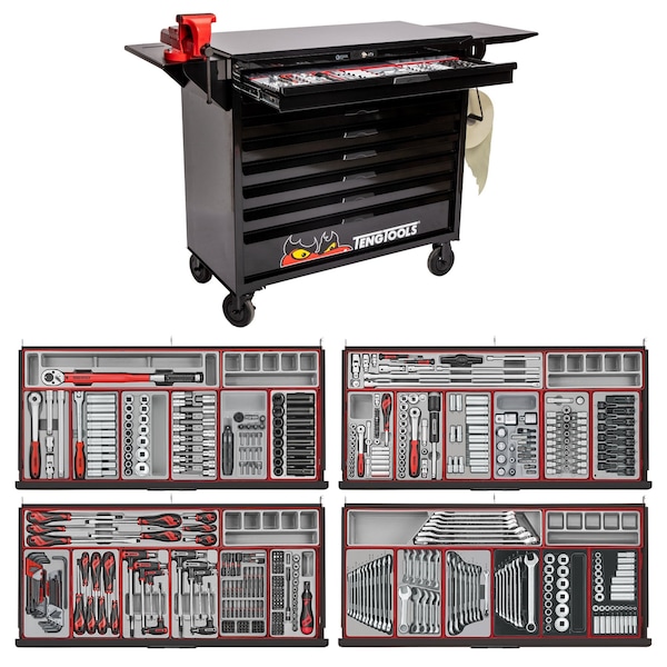 Teng Tools 1004 Piece 'Limited Edition' Black Roller Cabinet Workstation Tool Kit - - TCMM1004NBK1