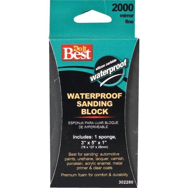 Esponja de lijado fino a espejo resistente al agua de 2000 granos de 3 pulgadas x 5 pulgadas x 1 pulgada - 8335004