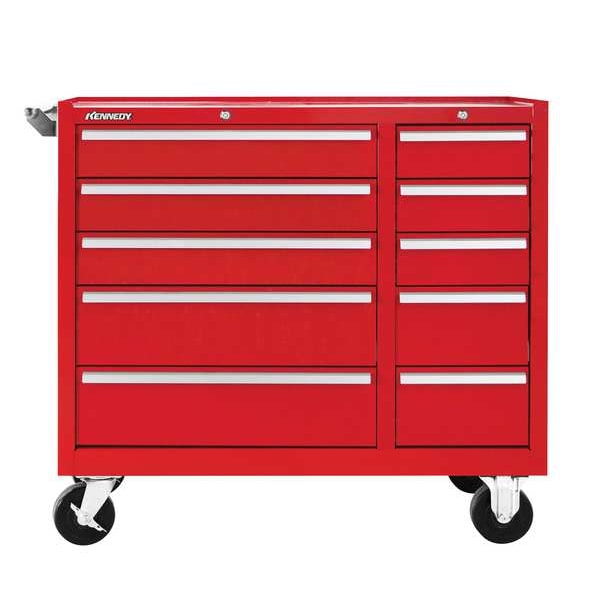 Kennedy K1800 Series Rolling Tool Cabinet, 10 Drawer, Red, Steel, 39-1/2 in W x 18 in D x 35 in H - 310XR