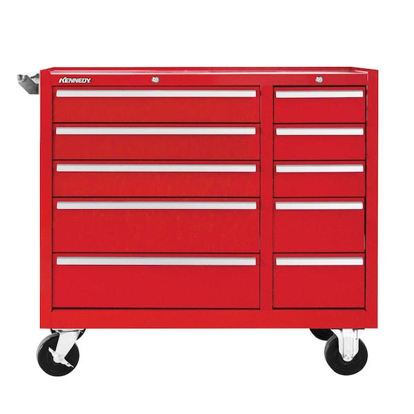 Kennedy K1800 Series Rolling Tool Cabinet, 10 Drawer, Red, Steel, 39-1/2 in W x 18 in D x 35 in H - 310XR