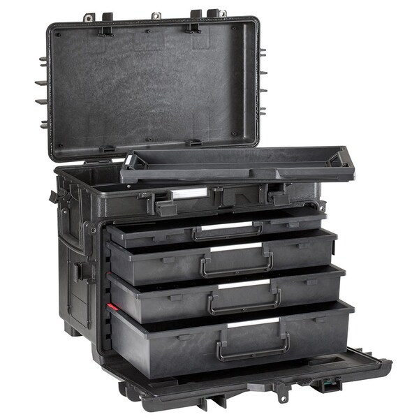 Gray Tools Mobile Tool Chest, Military Version, 4 Drawer, Black, Polymer, 15 in W x 23 in H - 942004