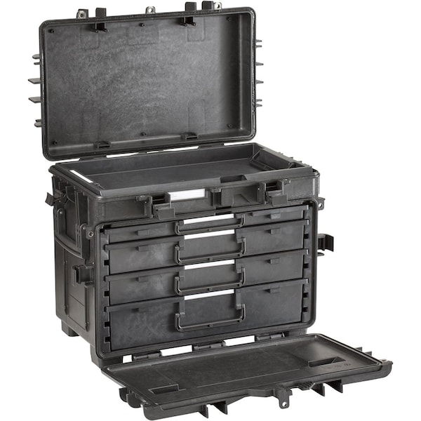 Gray Tools Mobile Tool Chest, Military Version, 4 Drawer, Black, Polymer, 15 in W x 23 in H - 942004
