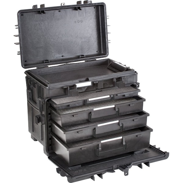 Gray Tools Mobile Tool Chest, Military Version, 4 Drawer, Black, Polymer, 15 in W x 23 in H - 942004