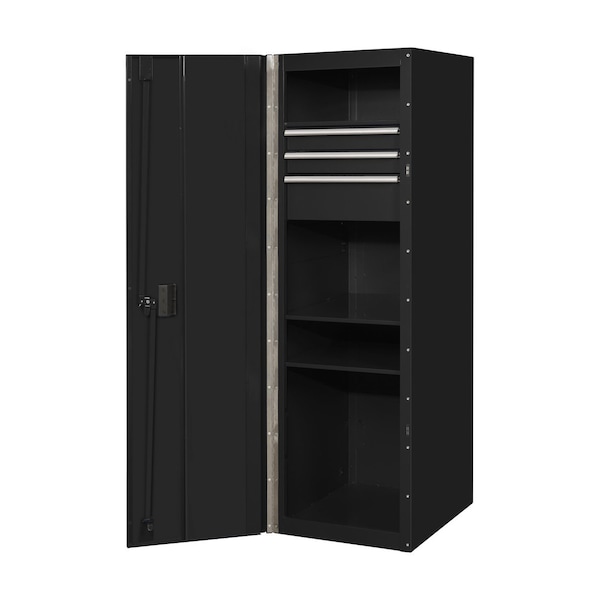 Extreme Tools Side Locker, 3 Drawer, Black/Chrome, 19 in W x 25 in D - RX192503SLBK