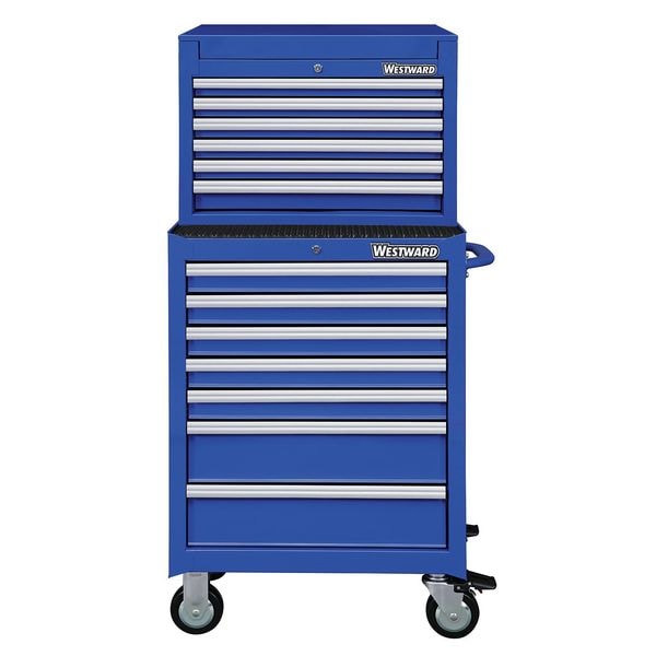 Westward WESTWARD Tool Chest & Cabinet Combination, 13-Drawers, Powder Coated Blue, 27" W x 18" D x 58" H - 7CY27