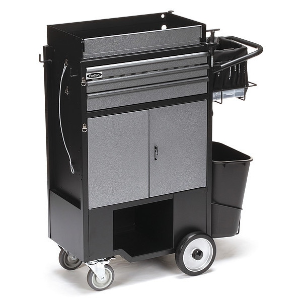 Flexcart FC-300 Tool Utility Cart, 3 Drawer, Black, Steel, Aluminum, 14-1/2 in W x 14 in D x 45 in H - FC-300LENT