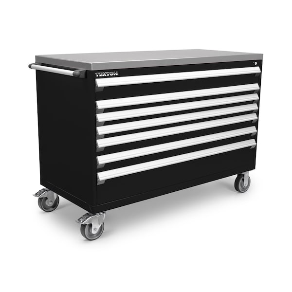 Tekton Rolling Tool Cabinet, 7 Drawer, Black, Steel, 60 in W x 27 in D x 41-1/2 in H - OCL63100SST