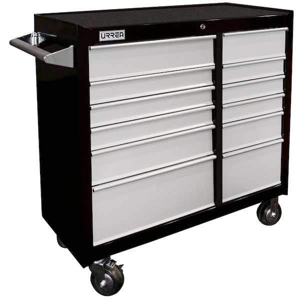 Urrea H-Series Roller Cabinet, 12 Drawer, Black, Steel, 27 in W x 40 in D x 18 in H - H41M12