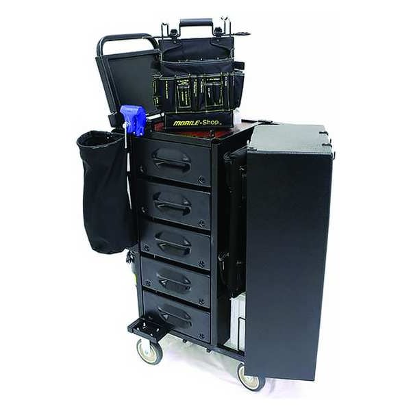 Mobile Shop H3O Utility Cart, 5 Drawer, Black, Steel, 16 in W x 36 in D x 40 in H - MS-H3O-EMTY