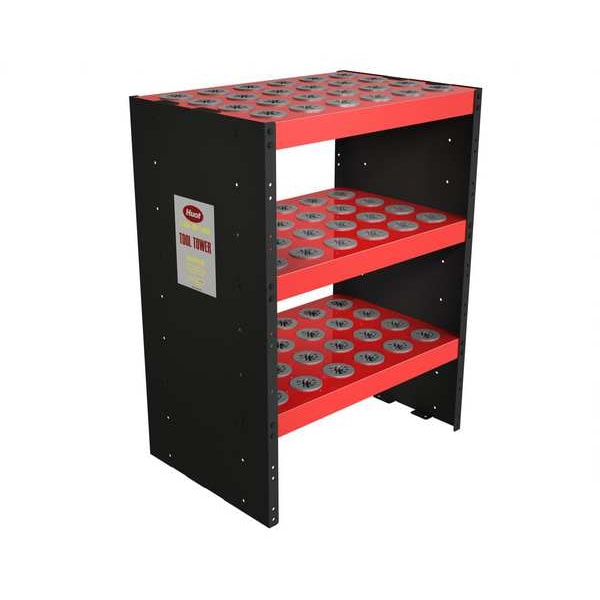 Huot Tool Holder, 3-Shelf, Red, Steel, 27-1/2 in W x 18-1/2 in D x 36 in H - 13884