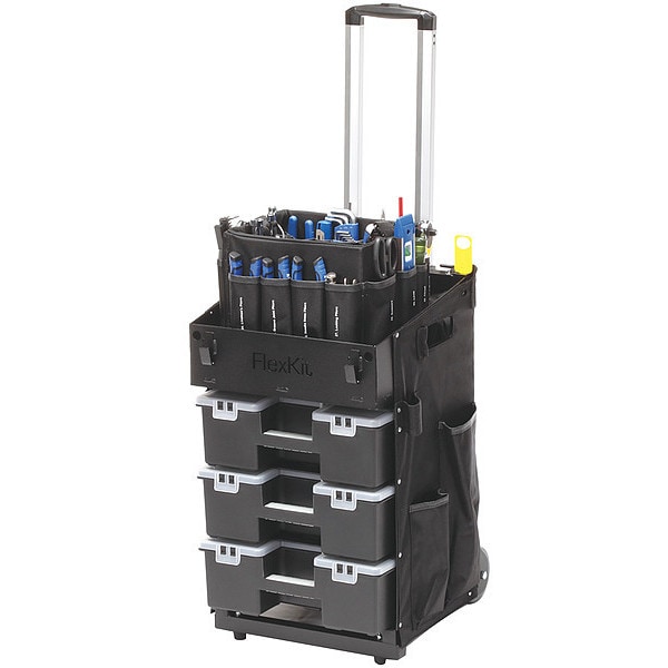 Flexcart 50 Tool Tower, 1 Drawer, Black, Aluminum, Plastic, 15 in W x 13 in D x 27 in H - FC-50TBWT