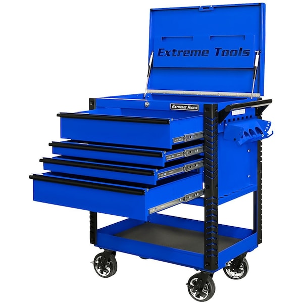 Extreme Tools Tool Cart, 4 Drawer, Blue, 33 in W - EX3304TCBLBK