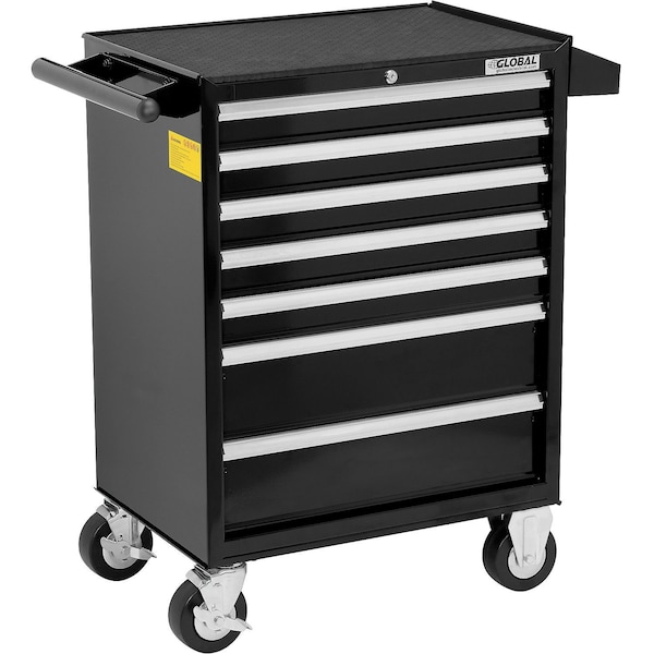 Global Industrial Roller Cabinet, 7 Drawer, Black, Steel, 18 in D x 38 in H - 535364