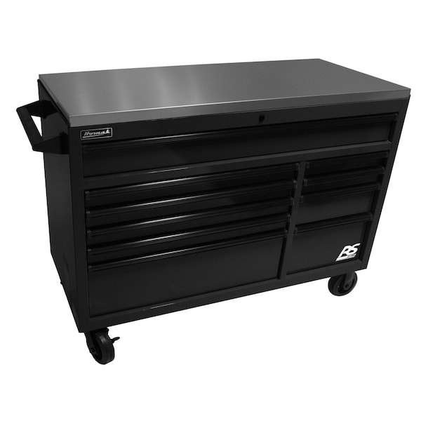 Homak 54in RS Pro 10-Drawer Roller Cabinet with ss top-Black - BK04054014