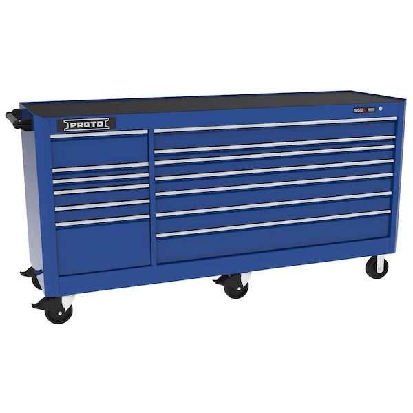 Proto 550 Series Rolling Tool Cabinet, 13 Drawer, Blue, Steel, 88 in W x 27 in D x 46-1/2 in H - J558846B-13BL