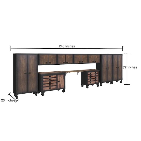 Duramax Garage Storage Combo Set, Brown/Gray, Steel, Wood, 240 in W x 20 in D - 10P148TC136TC4WC3FC