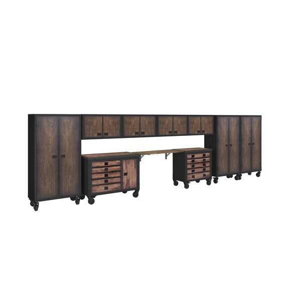 Duramax Garage Storage Combo Set, Brown/Gray, Steel, Wood, 240 in W x 20 in D - 10P148TC136TC4WC3FC