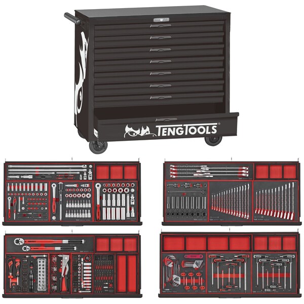 Teng Tools 637 Piece 'Limited Edition' Black Roller Cabinet Workstation Tool Kit - - TCEMM637NBK