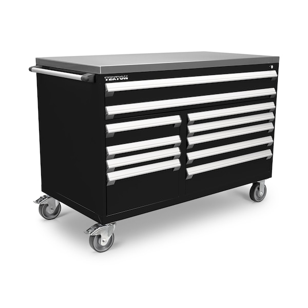 Tekton Rolling Tool Cabinet, 11 Drawer, Black, Steel, 60 in W x 31 in D x 41-1/2 in H - OCL64100SST
