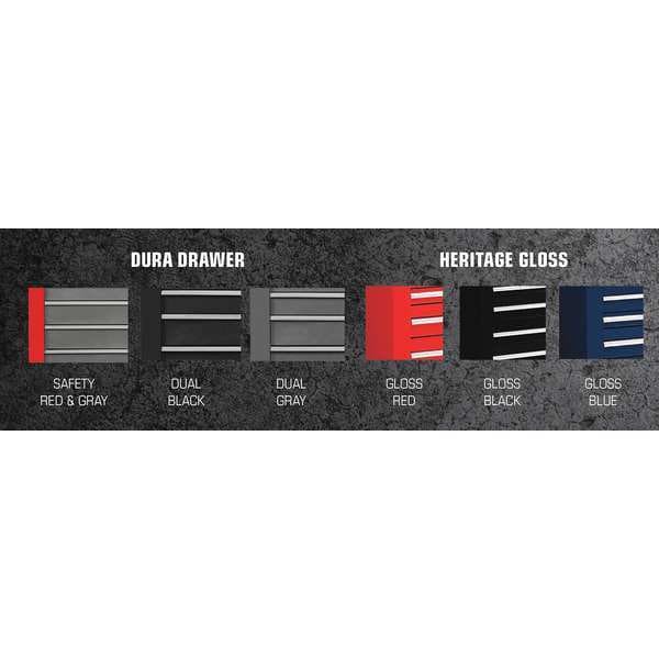 Proto 550S Series Rolling Tool Cabinet, 7 Drawer, Black, Steel, 34 in W x 25-1/4 in D x 41 in H - J553441-7BK