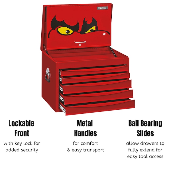 Teng Tools 8 Series Top Box, 5 Drawer, Red, Steel, 26 in W x 18 in D x 19 in H - TC805SV