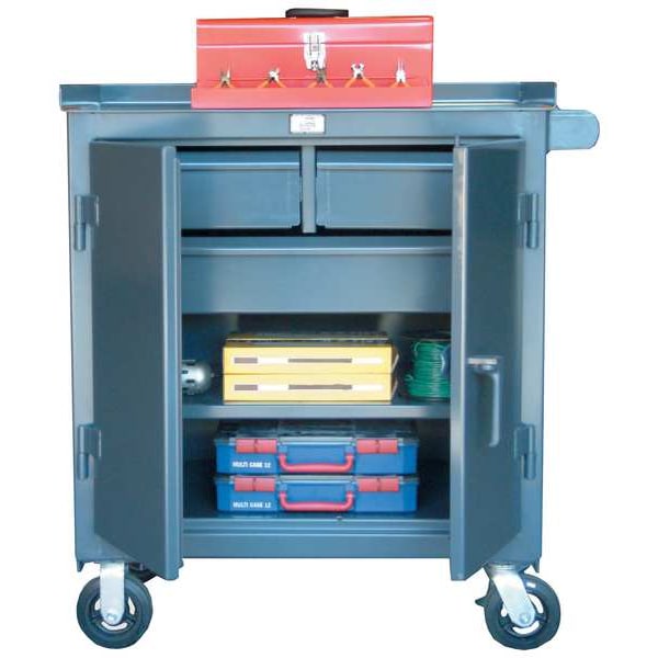 Strong Hold Rolling Tool Cabinet, 3 Drawer, Gray, Steel, 36 in W x 24 in D x 44 in H - 3-TC-241-2/5-1DB