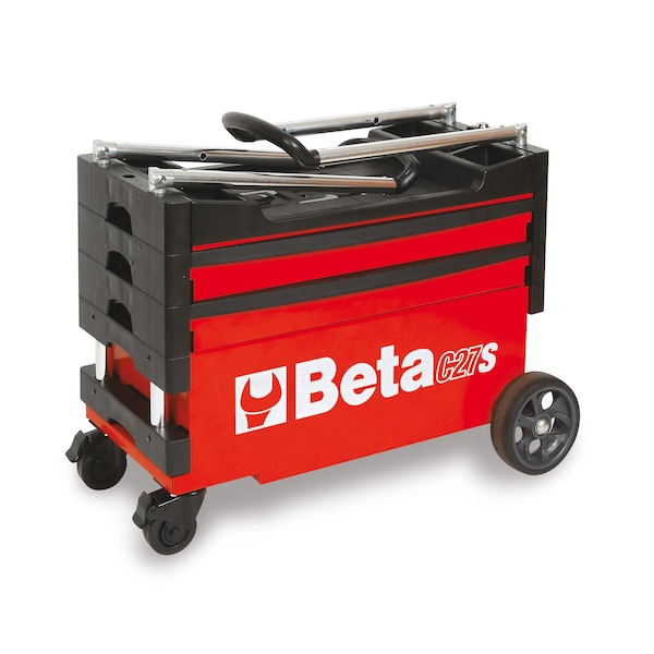 Beta C27S Tool Trolley, 3 Drawer, Red, Sheet Metal, 27 in W x 12 in D x 39 in H - C27S-R
