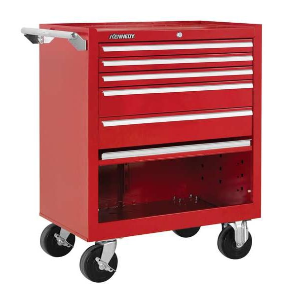 Kennedy Rolling Tool Cabinet, 5 Drawer, Red, 29 in W x 20 in D x 35 in H - 295XR