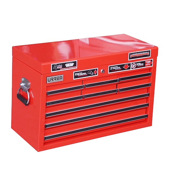 Urrea Top Chest/Cabinet, 9 Drawer, Red, Steel, 27 in W x 17 in D x 12 in H - X27S9