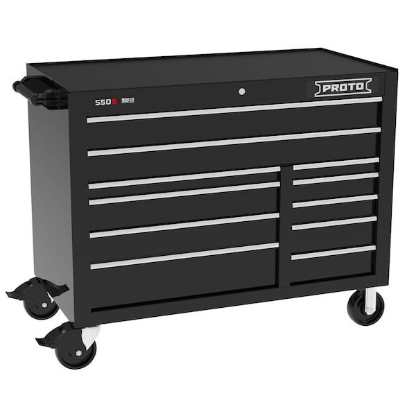 Proto 550 Series Rolling Tool Cabinet, 11 Drawer, Black, 50 in W x 25-1/4 in D x 41 in H - J555041B-11BK