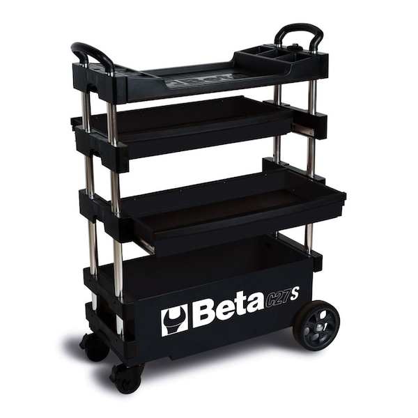 Beta C27S Tool Trolley, 3 Drawer, Black, Sheet Metal, 27 in W x 12 in D x 39 in H - 027000205
