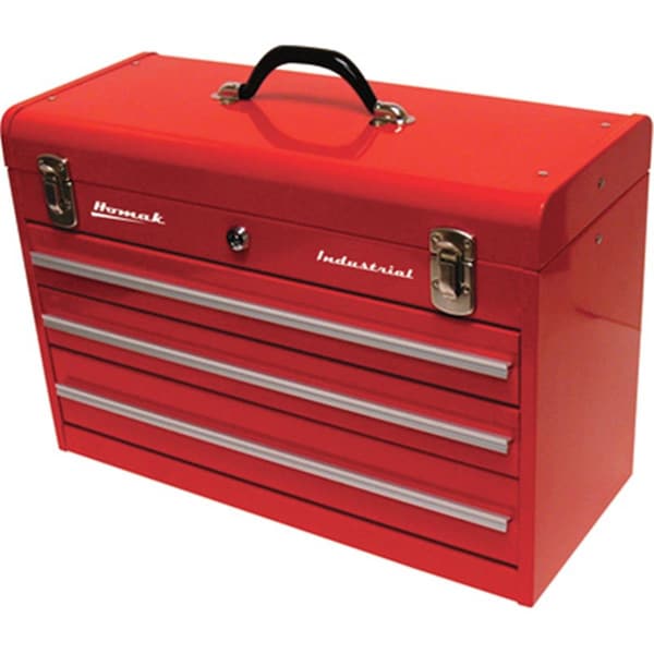 Homak 13.75 x 20.25 x 8.75 in. Industrial 3 Drawer Tool Chest - Red - RD00203200