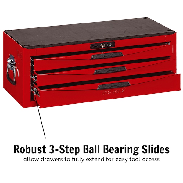 Teng Tools 8 Series Middle Box, 3 Drawer, Red, Steel, 26 in W x 12 in D x 10 in H - TC803UN