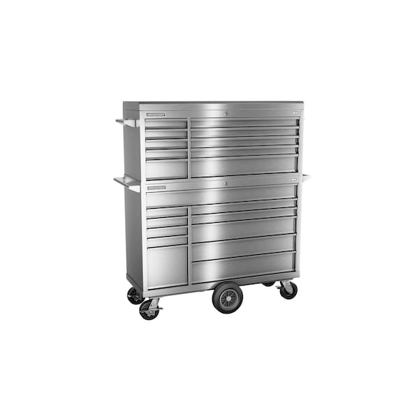 Champion Tool Storage FMPro Plus SST Top Chest/Cabinet and Cart, 21 Drawer, Silver, Stainless Steel, 54 in W x 20 in D - FMPSA5421MC