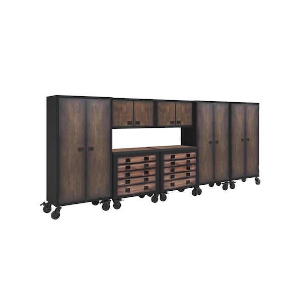 Duramax Garage Storage Combo Set, Brown/Gray, Steel, Wood, 180 in W x 20 in D - 7P2TC2WC3FC