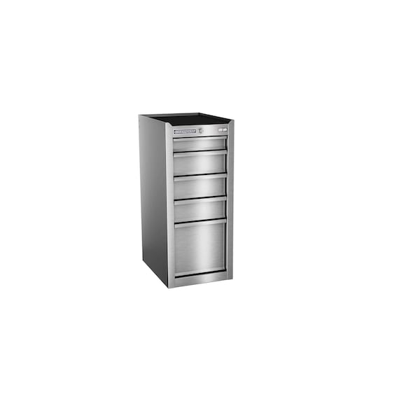 Champion Tool Storage FMPro Plus SST Side Cabinet, 5 Drawer, Silver, Stainless Steel, 15 in W x 20 in D - FMPSA1505SL