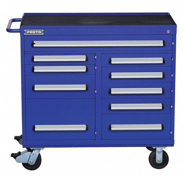 Proto 560 Series Rolling Tool Cabinet, 10 Drawer, Blue, Steel, 45 in W x 21-1/2 in D x 42-1/2 in H - J564542-10BL