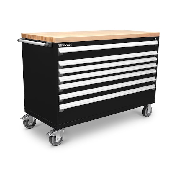 Tekton Rolling Tool Cabinet, 7 Drawer, Black, Steel, 60 in W x 27 in D x 41-1/2 in H - OCL63100LWT