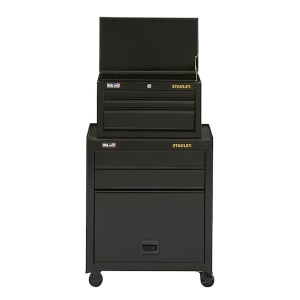 Stanley Tool Chest and Cabinet, 10,227 cuin, 2612 in OAW, 4312 in OAH, 14 in OAD, Steel, Black - STST22656BK