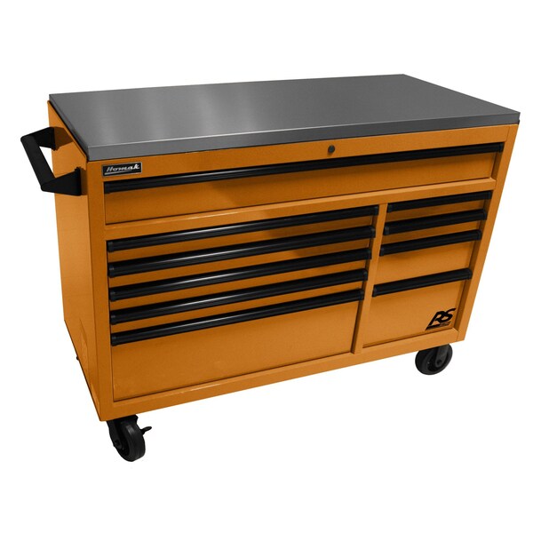 Homak 54in RS Pro 10-Drawer Roller Cabinet with ss top-Orange - OG04054014