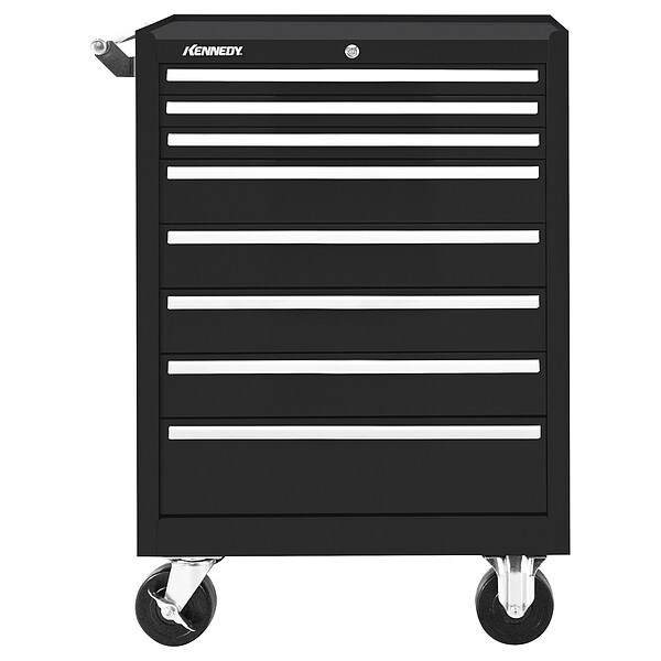 Kennedy Rolling Tool Cabinet, 8 Drawer, Black, 27 in W - 378XBK