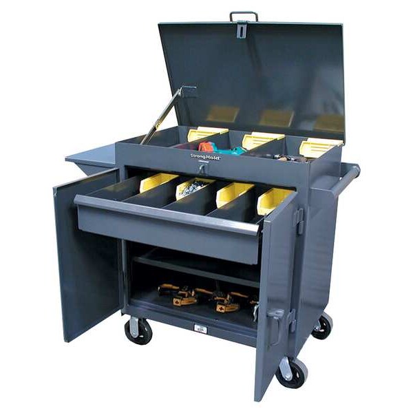 Strong Hold Rolling Tool Cabinet, 1 Drawer, Gray, Steel, 36 in W x 24 in D x 44 in H - 3-TC-LV-241-1DB