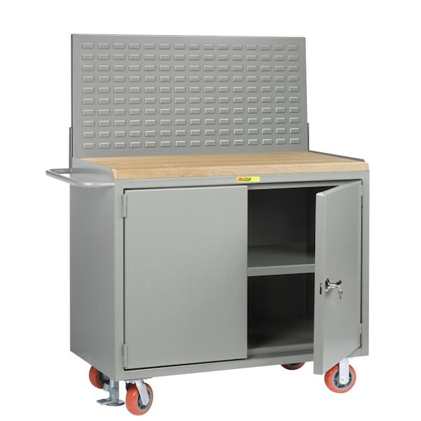 Little Giant Bench Cabinets, 24" X 48", Center Shelf, Butcher Block, Louvered Panel - MJ32448FLLP